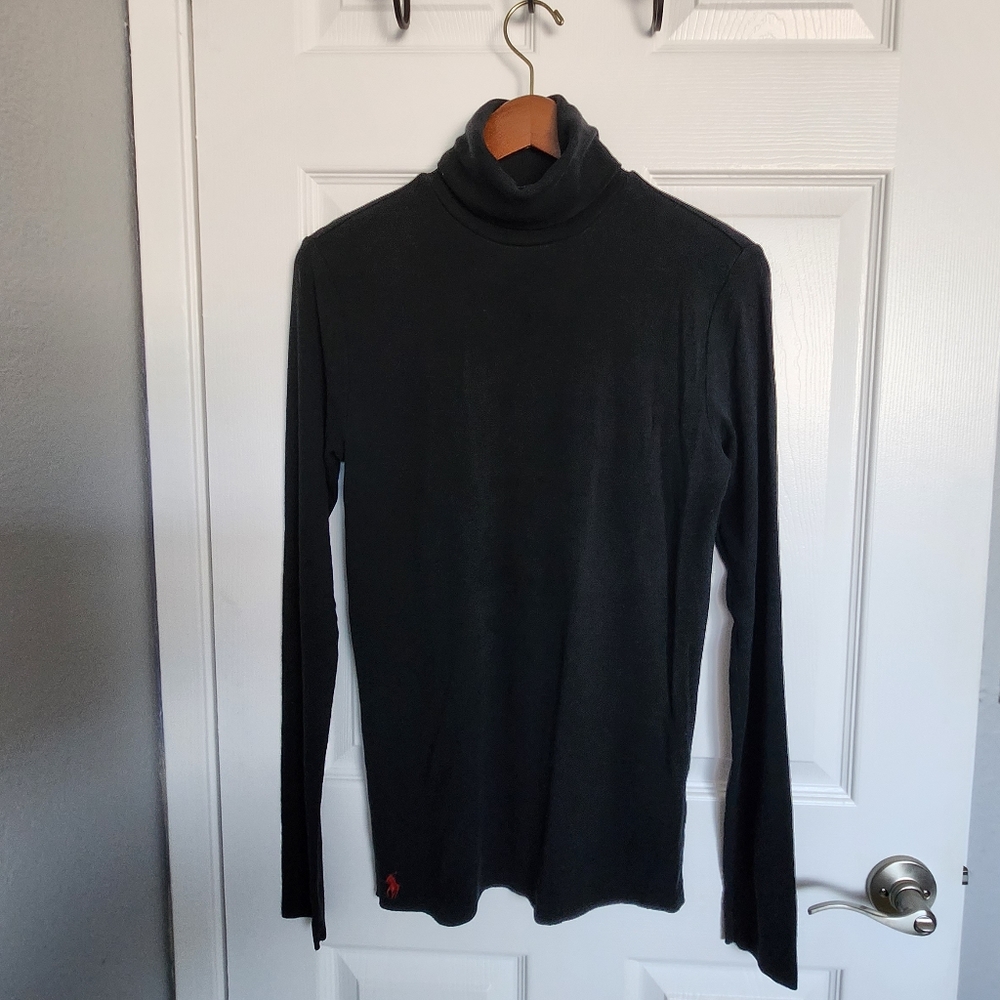 RALPH LAUREN Women’s Ribbed Turtleneck Black Long Sleeves Sweater L
